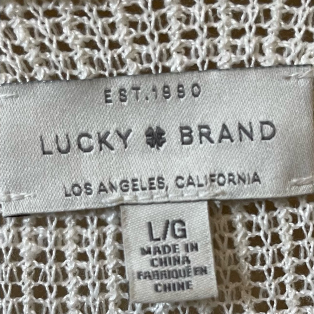 Lucky Brand Long Duster Cardigan Coastal Grandmother Boho Layering L - Picture 2 of 6